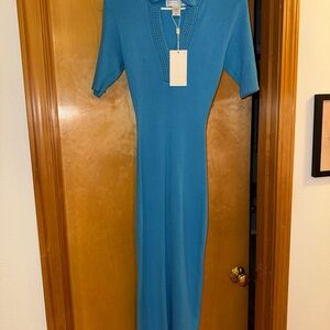 Caroline Constas Blue Midi Dress